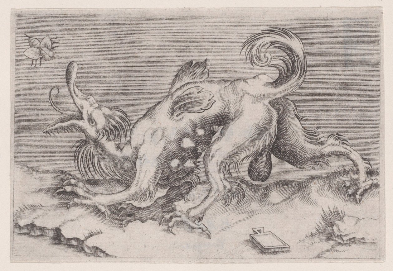 O Dragão e a Abelha, c. 1514-36. de Agostino Veneziano