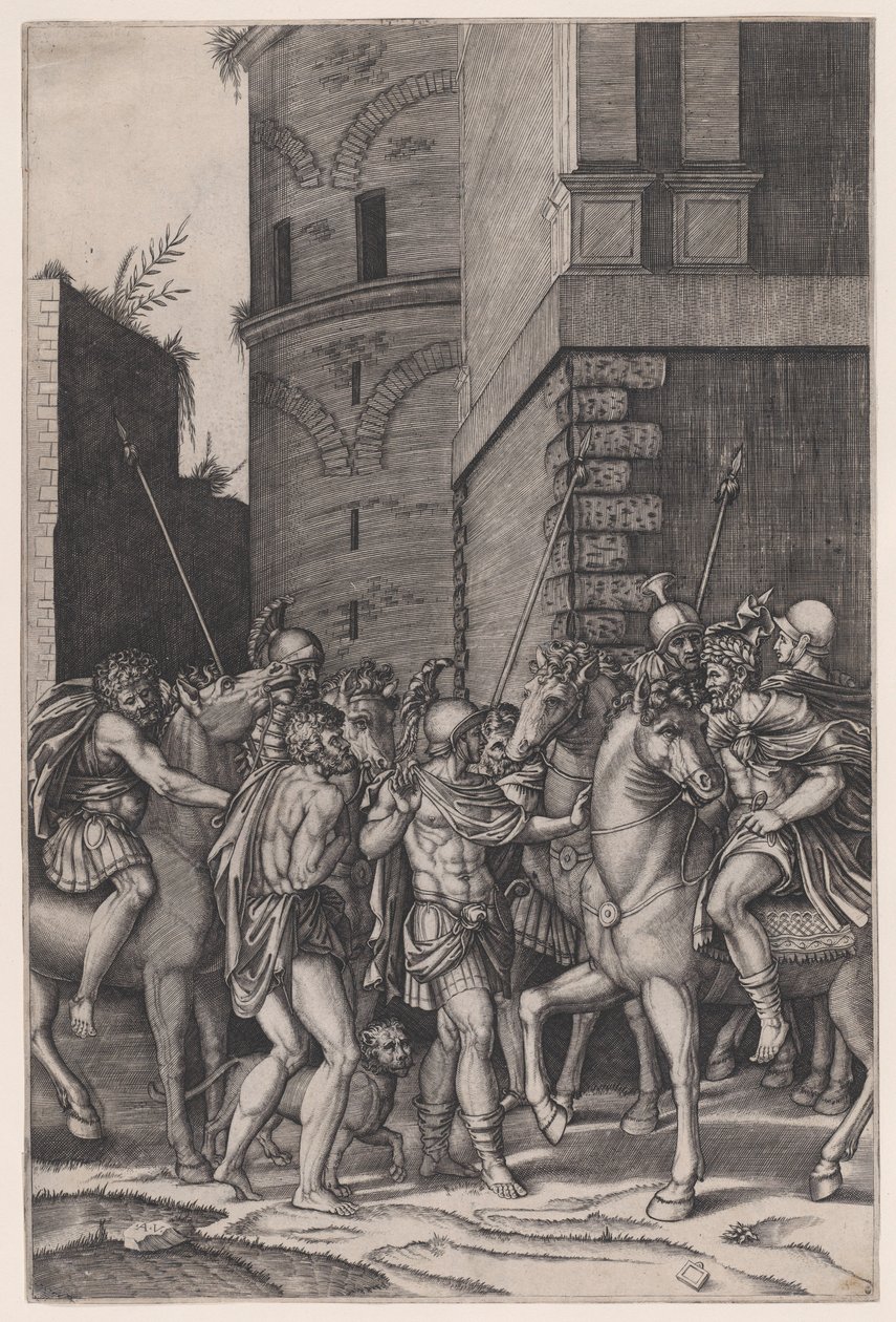 O Imperador Encontrando o Guerreiro, ca. 1516-17. de Agostino Veneziano