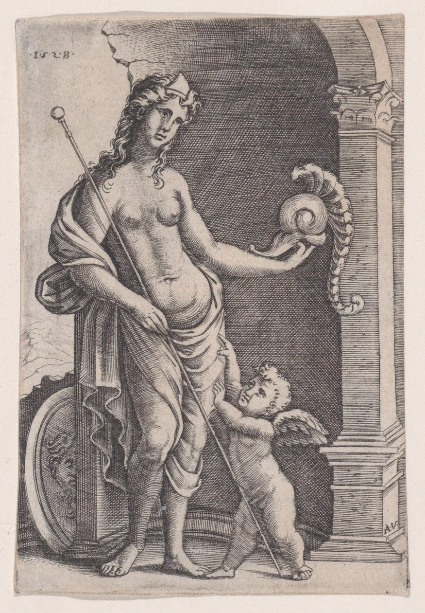 O Amor da Glória, datado de 1528. de Agostino Veneziano