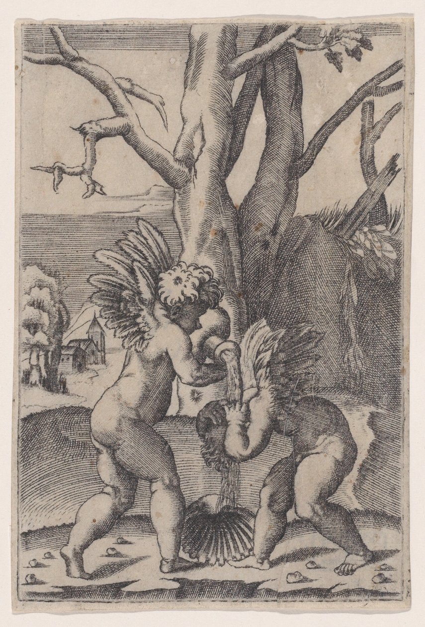 Dois Cupidos, c. 1519. de Agostino Veneziano