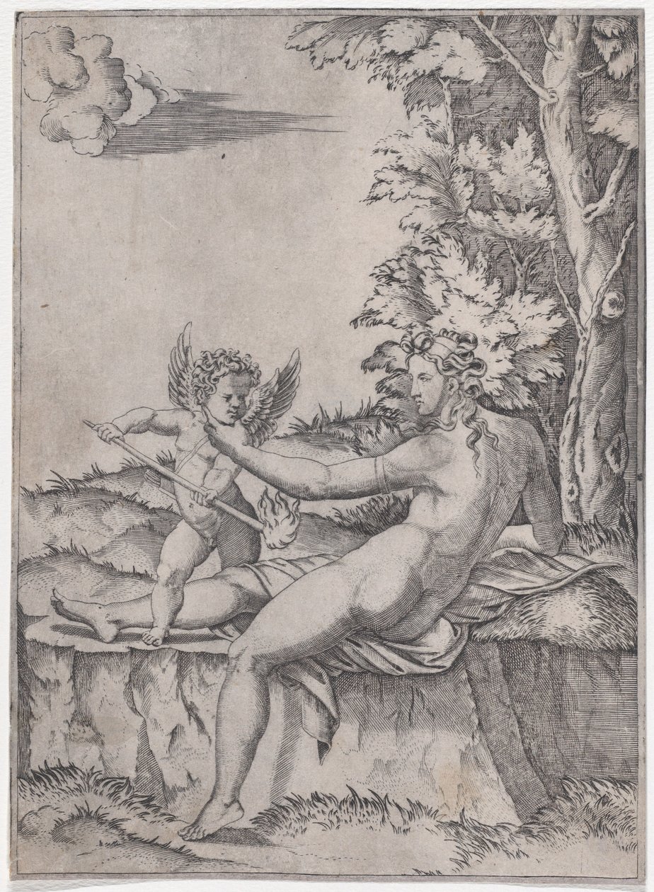Vênus e Eros, c. 1514-36. de Agostino Veneziano