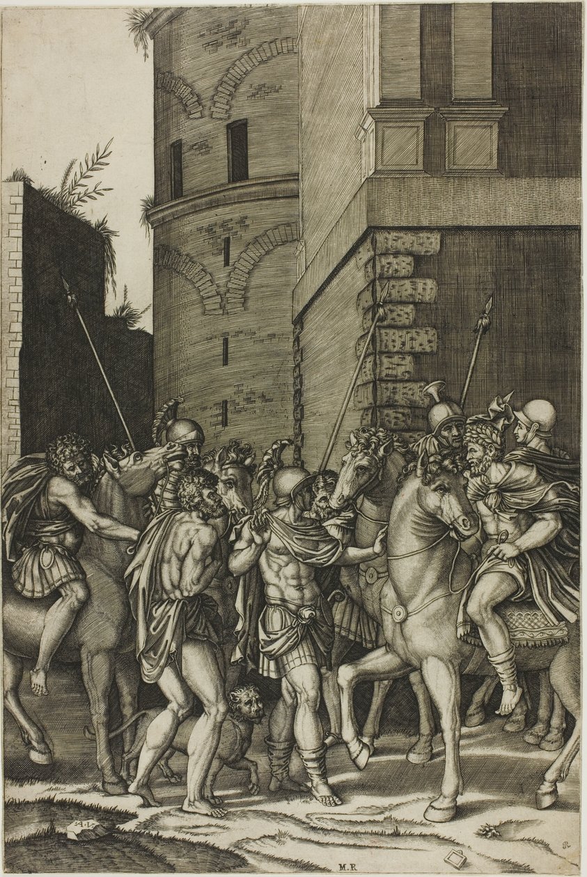 Imperador libertando o escravo Androcles de Agostino dei Musi