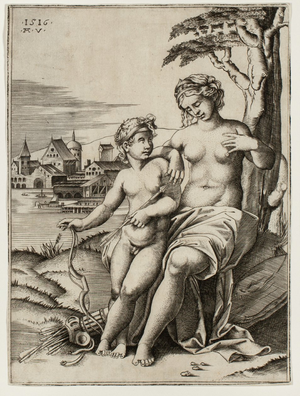 Vênus Ferida pelo Dardo do Cupido de Agostino dei Musi