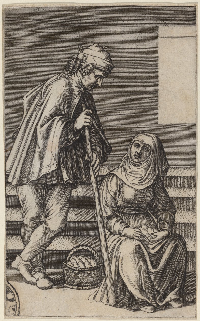 Camponesa e Mulher Ovo de Agostino dei Musi after Raphael