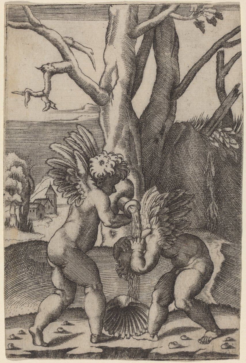 Dois amores de Agostino dei Musi after Raphael