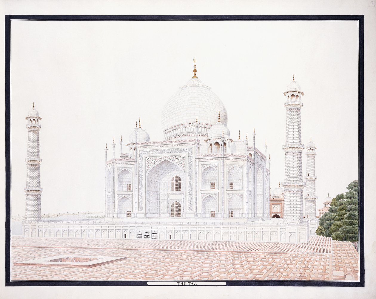 O Taj, c. 1815 (lápis, caneta, tinta cinza, w - c) de Agra School