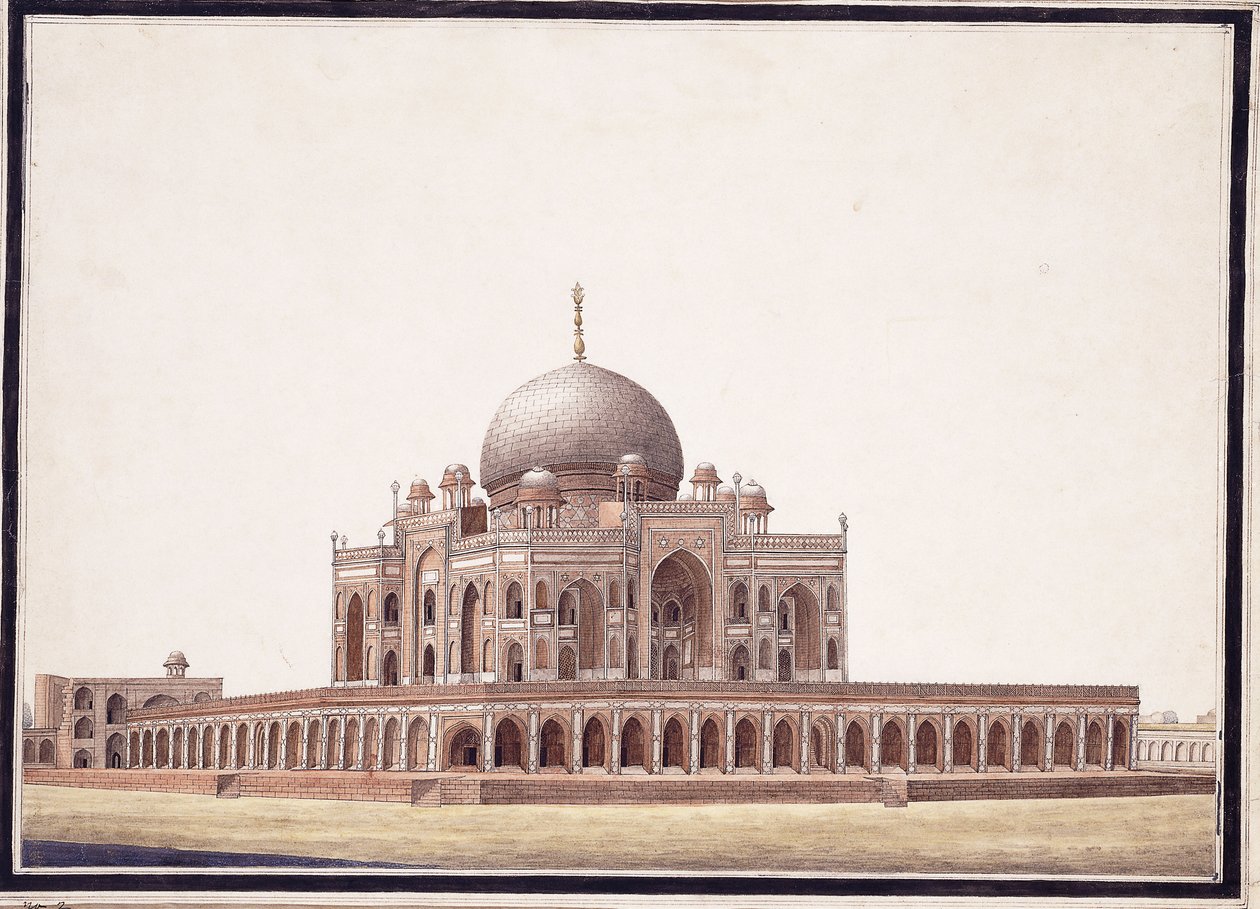 O túmulo de Humayun, c.1820 de Agra School