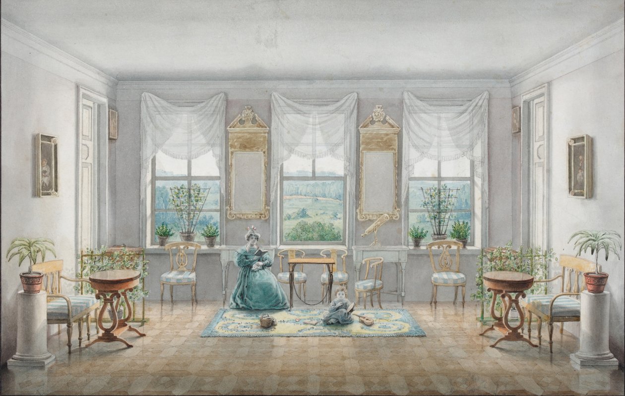 A Sala de Desenhos no Solar Gorki, 1831 de Agrafena Dmitrievna Blagovo