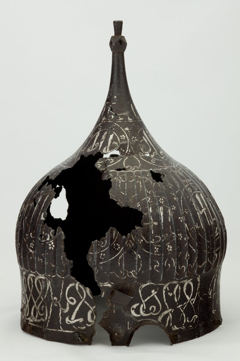 Capacete &39;turbante&39;, provavelmente do século 15 (aço, prata, ouro e ferro) de Ahmed Karahisari