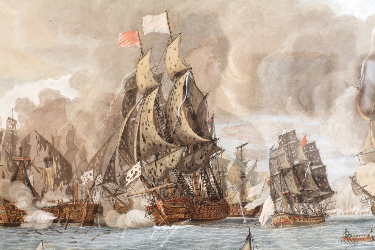 Batalha naval lutou em 12 de abril de 1782 perto de Guadalupe de Aimé Louis Dumoulin