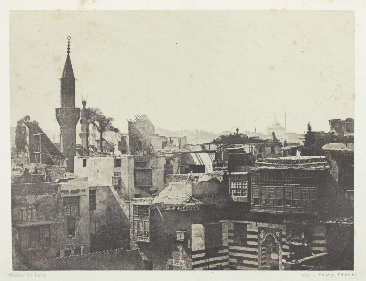 Vista geral do oeste, Le Kaire, chapa 1 do álbum "Egypte, Nubie, Palestine et Syrie," (1852) de Aimé Rochas