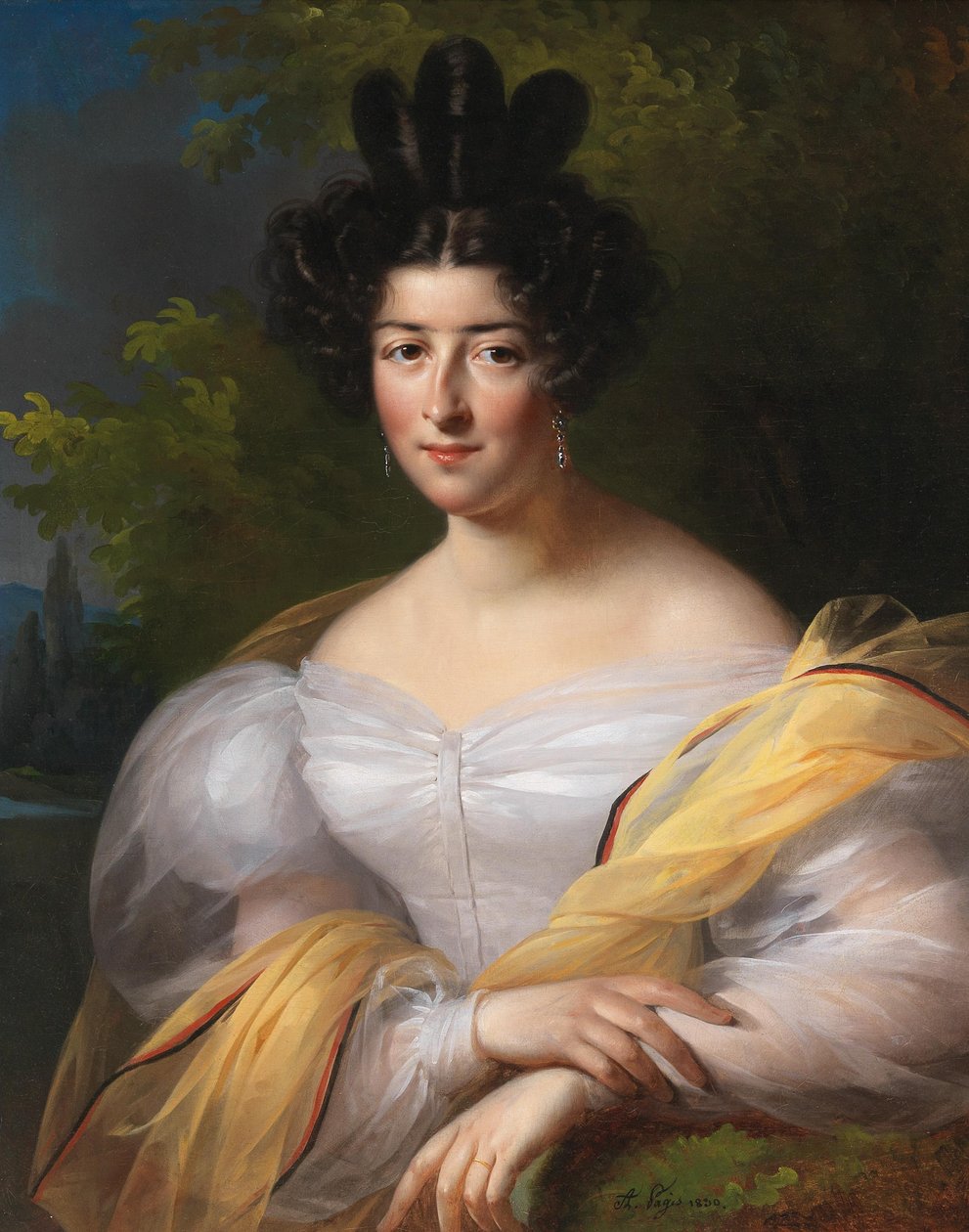 Uma senhora com um vestido branco de Aimée Brune Pagès