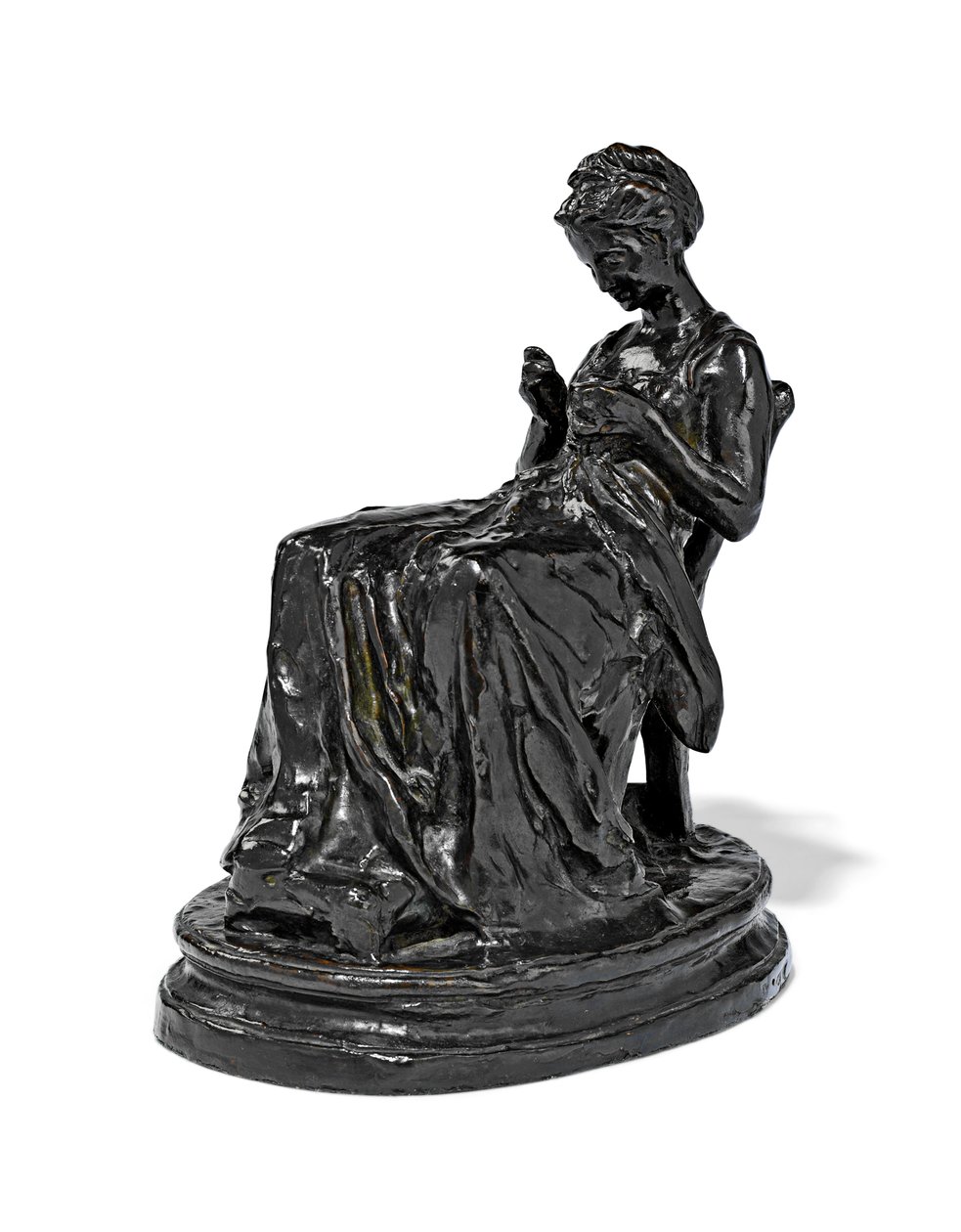 La Brodeuse, final do século 19 - início do século 20 (bronze) de Aime Jules Dalou