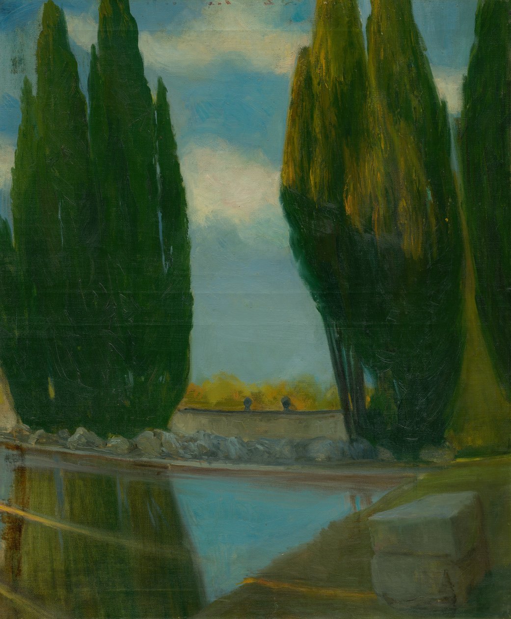 Paisagem com Lago, c.1890-98 (óleo sobre tela) de Akos Aranyossy