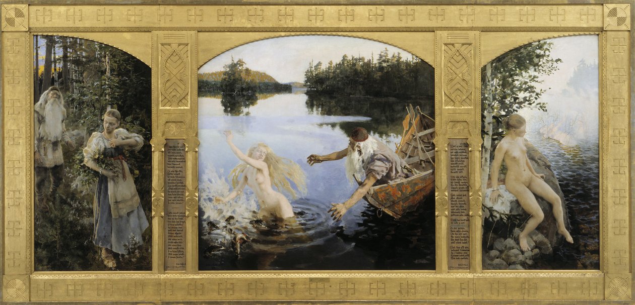 Aino Mito, TriptychFinnish: Aino-taru, triptychinSvenska: Ainomyten, tríptico de Akseli Gallen Kallela