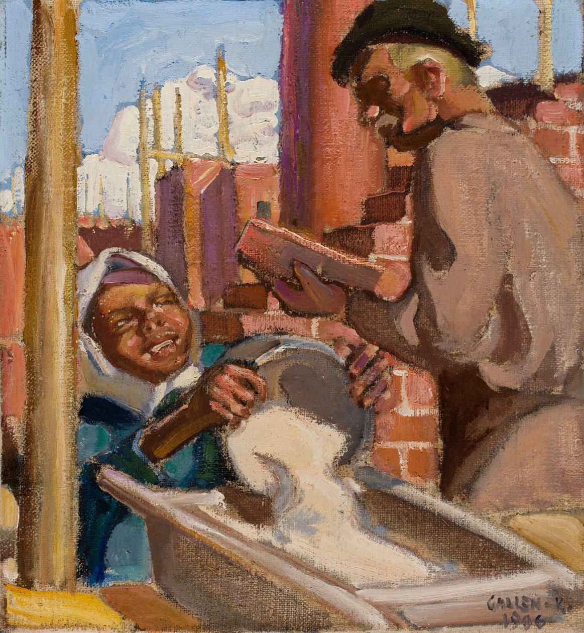 Num estaleiro de construção de Akseli Gallen-Kallela