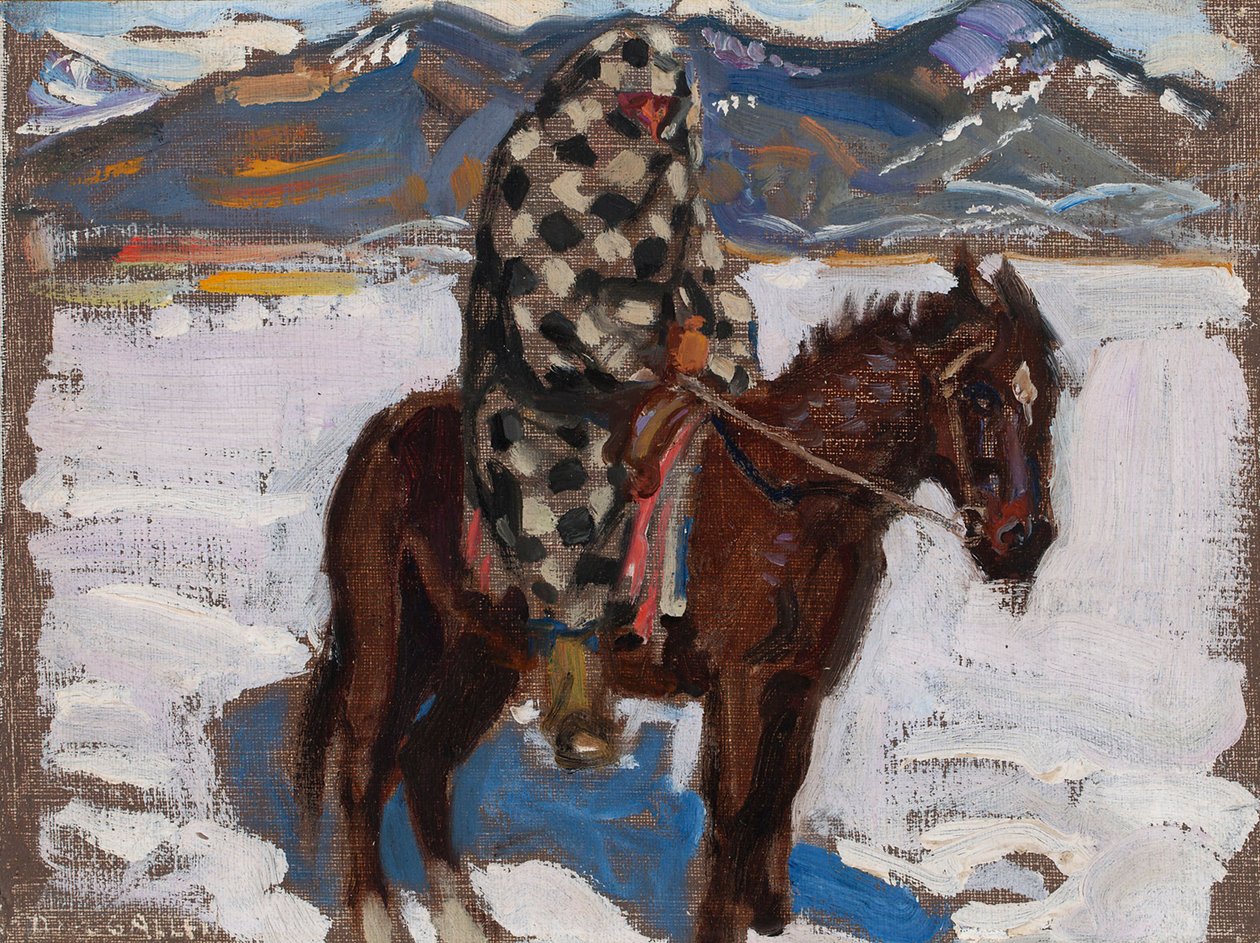 Índio a cavalo na neve de Akseli Gallen-Kallela