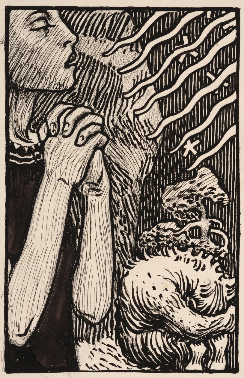 Esboço da «Donzela em Oração» de Akseli Gallen-Kallela