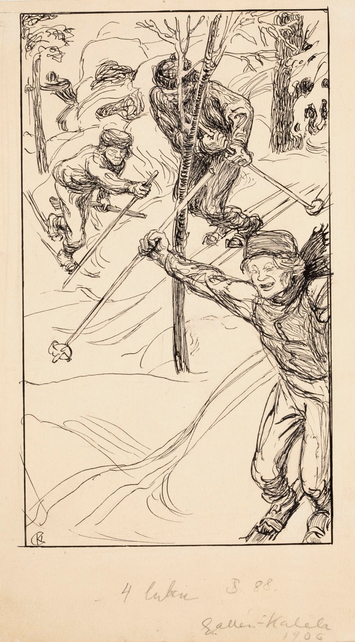 Os irmãos a esquiar de Akseli Gallen-Kallela