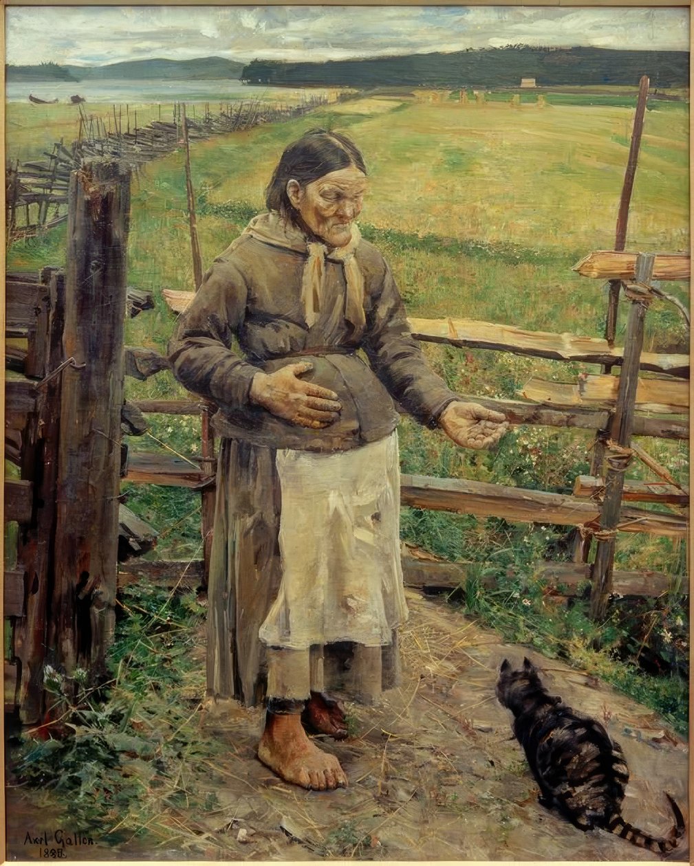 Mulher velha com gato de Akseli Valdemar Gallen Kallela