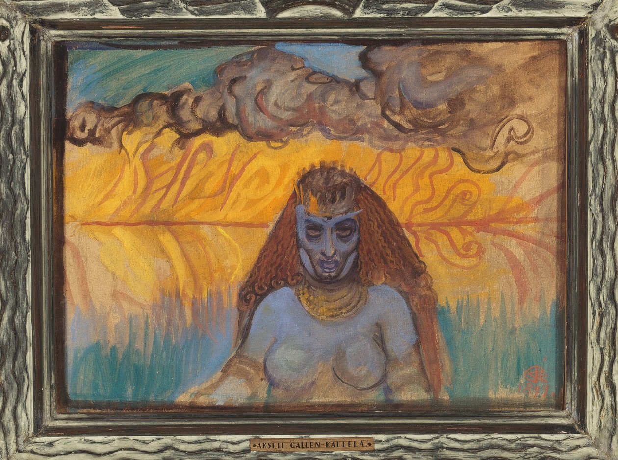 La femme babylonienne - A mulher babilônica - Akseli Gallen-Kallela (1865-1931). Gouache em papelão de Akseli Valdemar Gallen Kallela