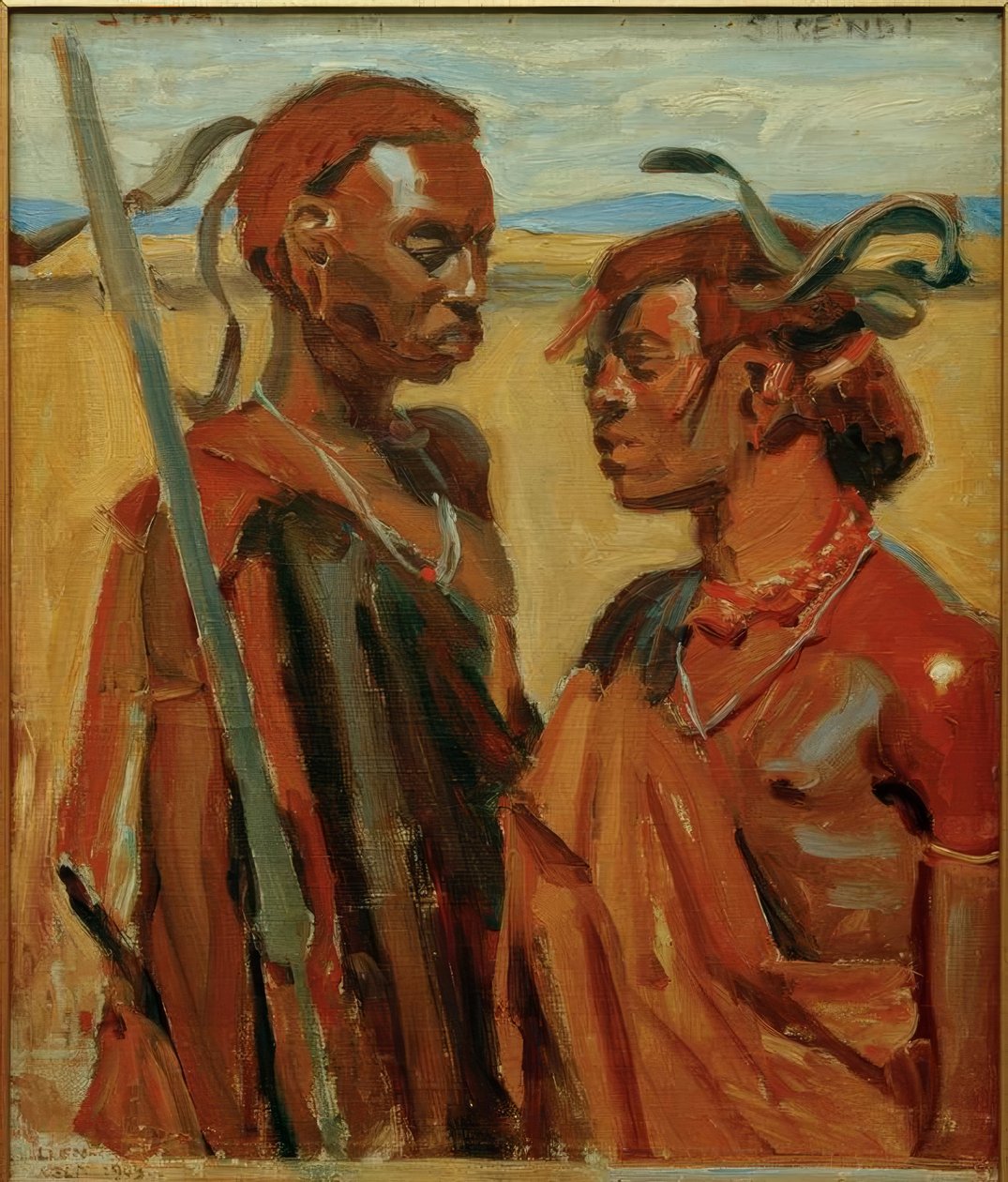 Dois guerreiros Maasai de Akseli Valdemar Gallen Kallela
