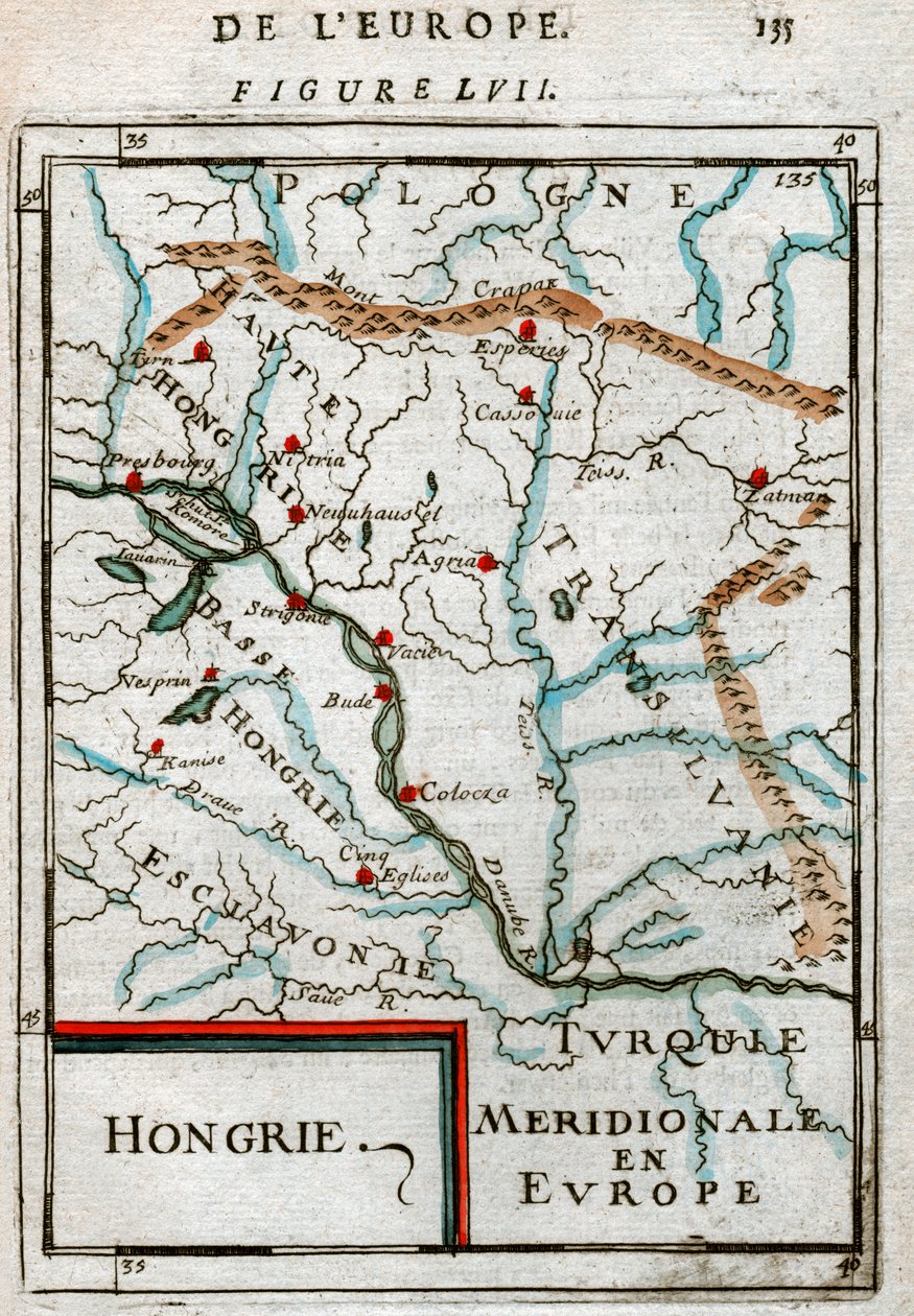 Mapa da Hungria 1683 de Alain Manesson Mallet