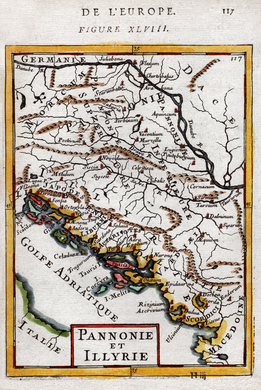 Mapa da Hungria e Balcãs 1683 de Alain Manesson Mallet