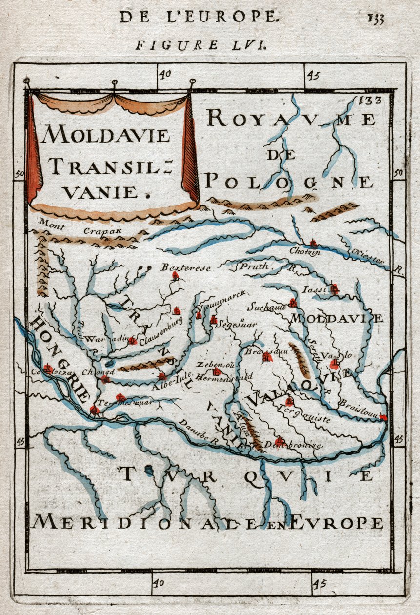 Mapa da Romênia 1683 de Alain Manesson Mallet