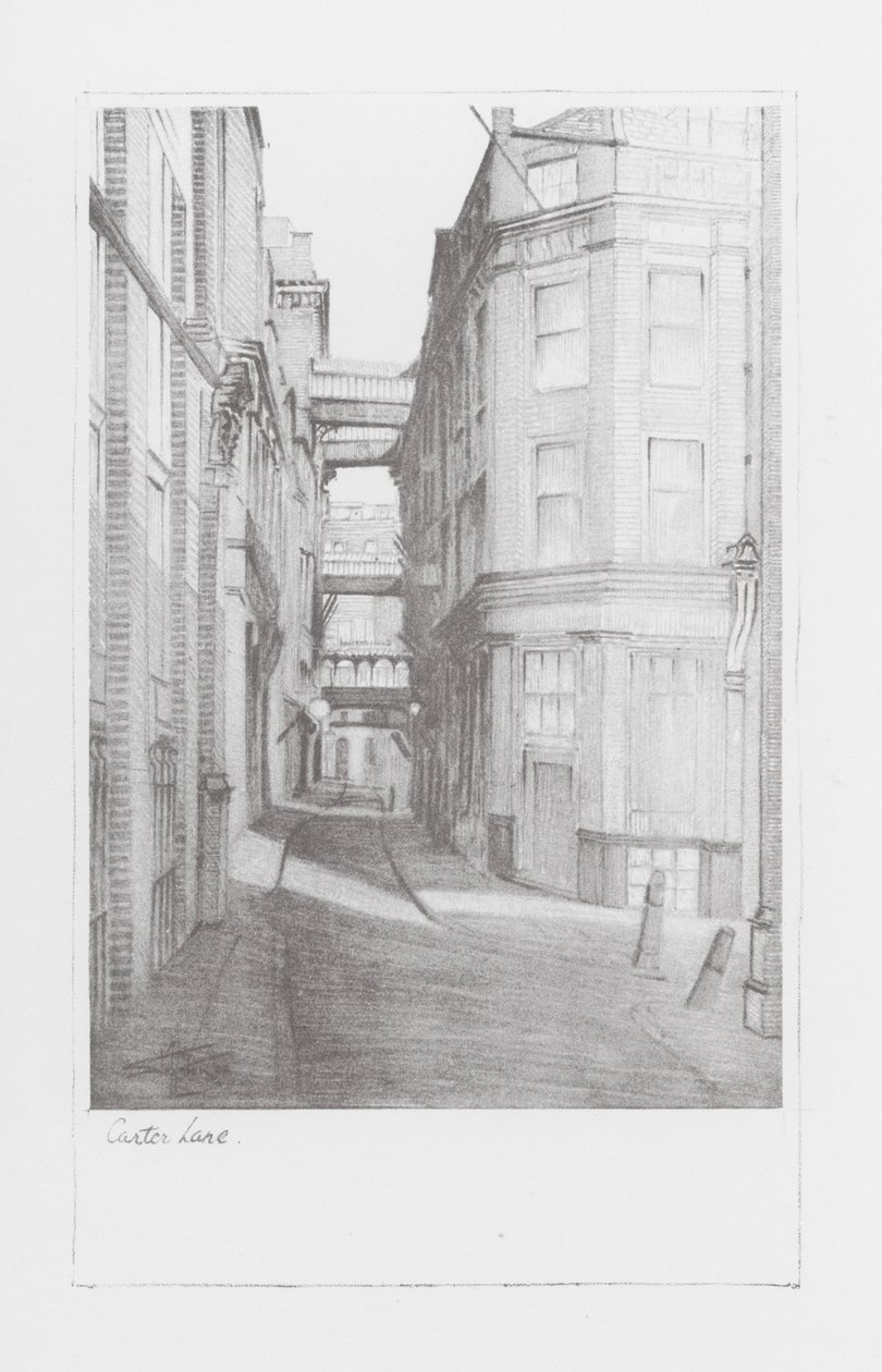 Vias de Londres: Carter Lane (litografia) de Alan Stapleton