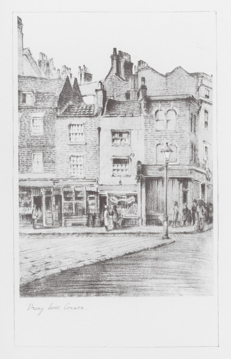 Vias de Londres: Drury Lane Corner (litografia) de Alan Stapleton