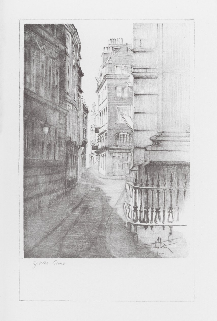 Vias de Londres: Gutter Lane (litografia) de Alan Stapleton