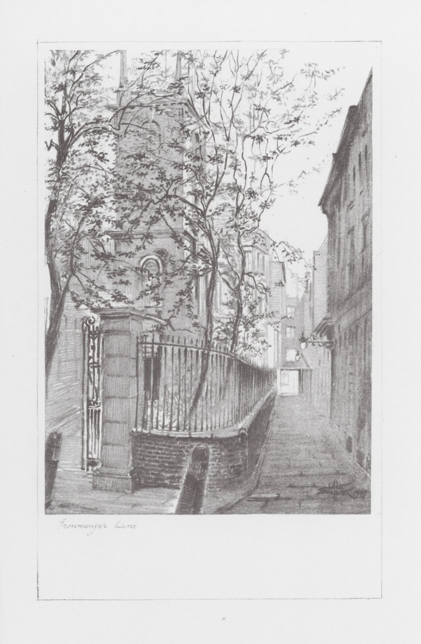 Vias de Londres: Ironmonger Lane (litografia) de Alan Stapleton