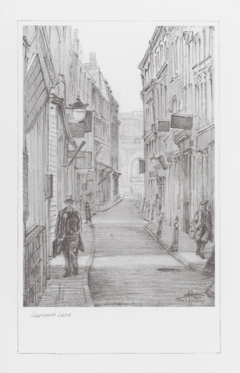 Vias de Londres: Lawrence Lane (litografia) de Alan Stapleton