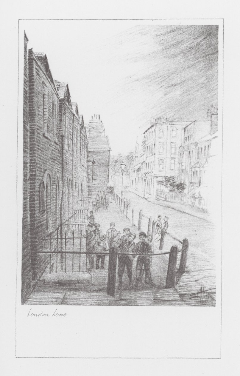 Pistas de Londres: London Lane (litografia) de Alan Stapleton