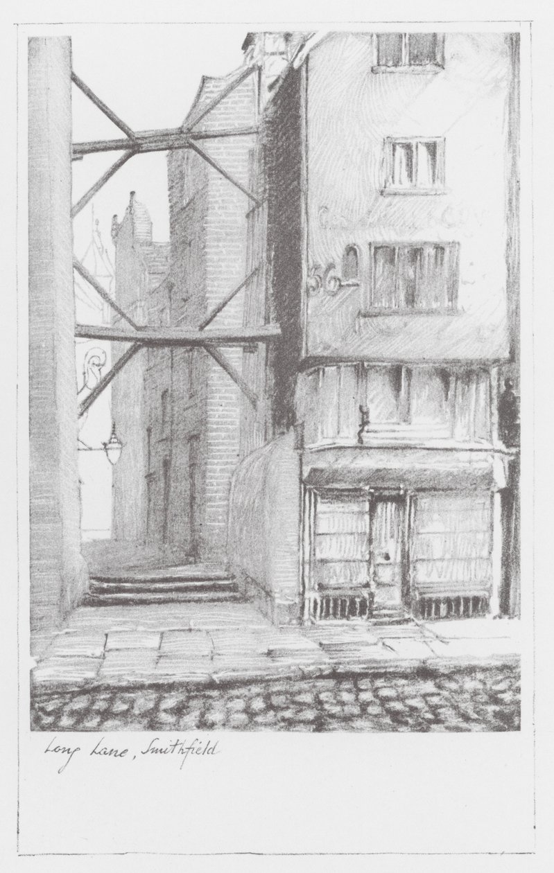 Vias de Londres: Long Lane, Smithfield (litografia) de Alan Stapleton
