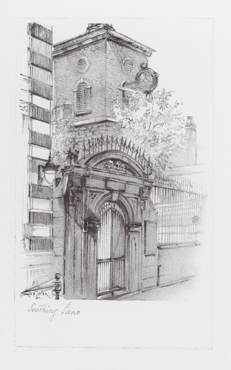 Vias de Londres: Seething Lane (litografia) de Alan Stapleton