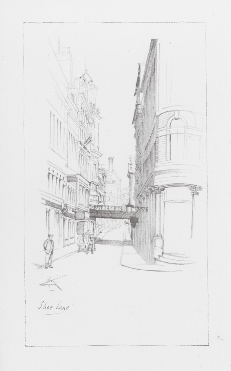 Vias de Londres: Shoe Lane (litografia) de Alan Stapleton