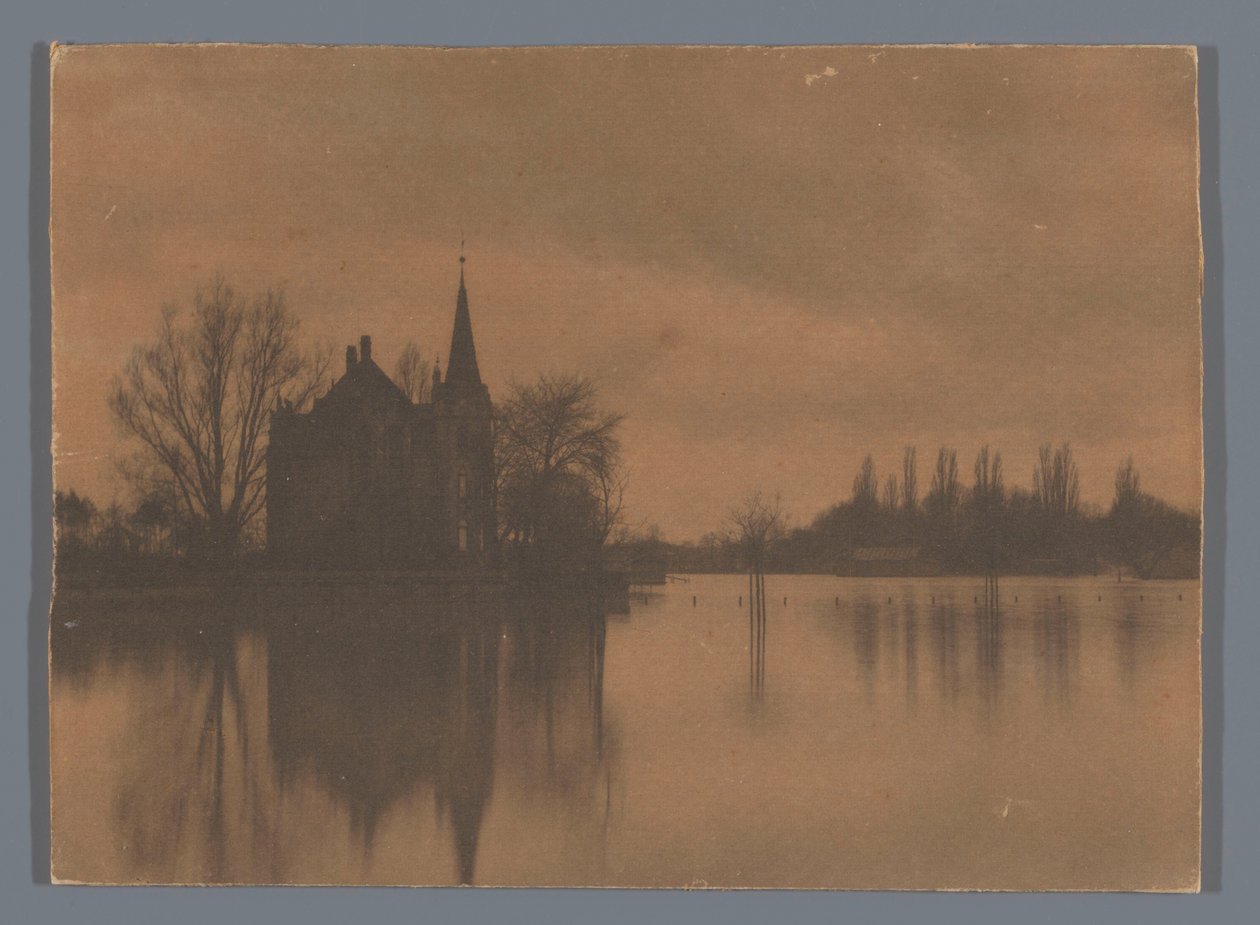Vista de uma casa de campo ou pequeno castelo na água, Holanda de Alb. Kapteijn (attributed to)