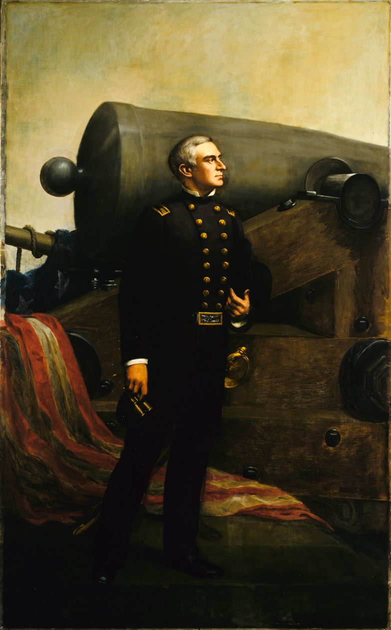 A primeira arma em Fort Sumter Major Robert Anderson, ca. 1861 de Alban Jasper Conant