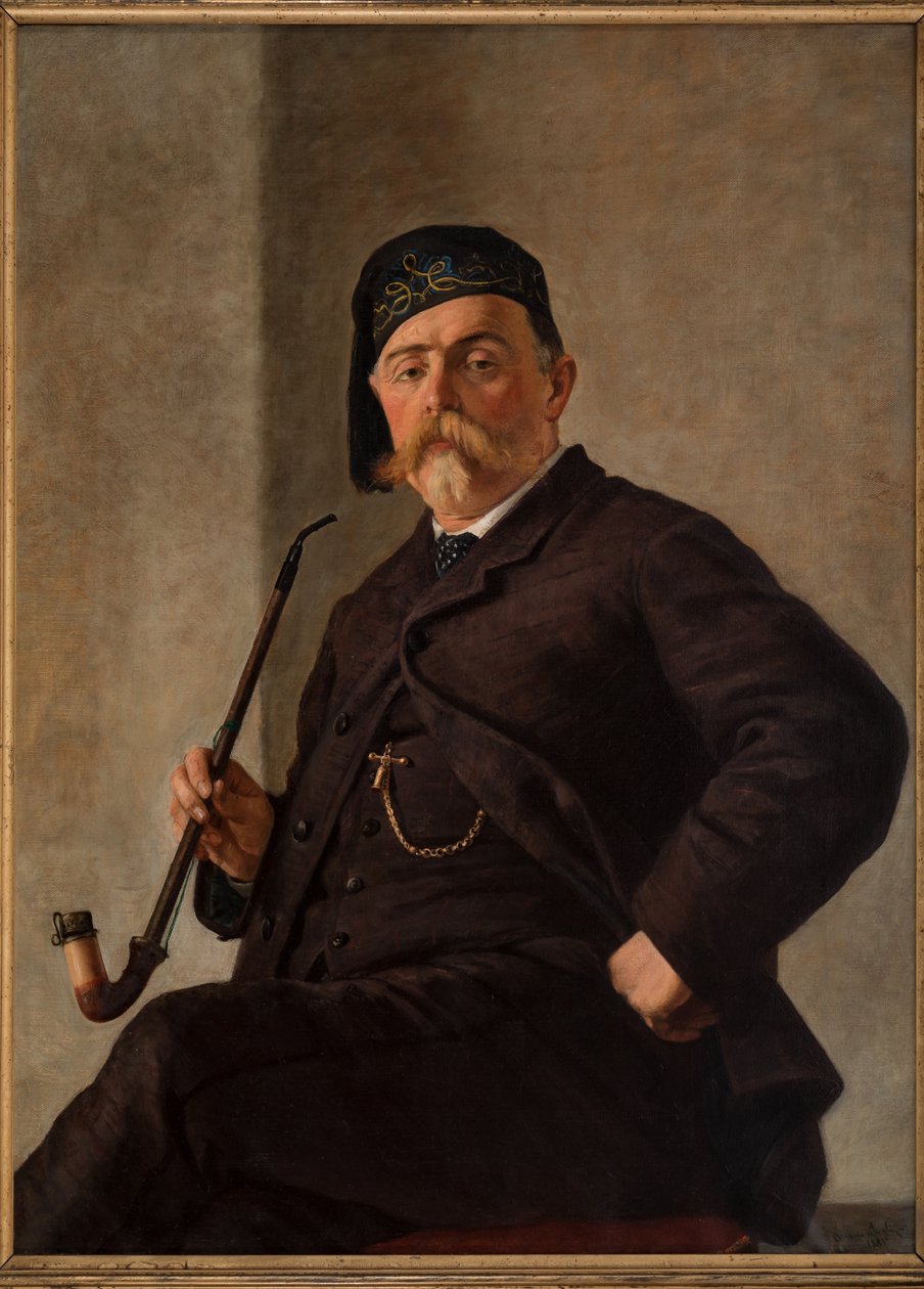 Homem com Tubo (óleo sobre tela) de Albano Lugli