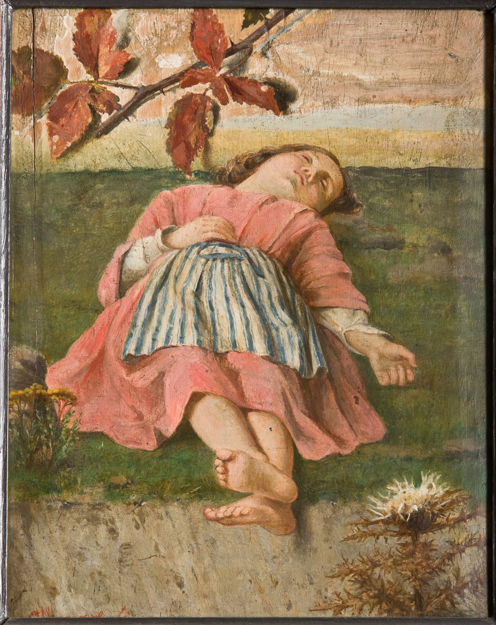 A Menina Adormecida (óleo sobre papelão) de Albano Lugli Carpi