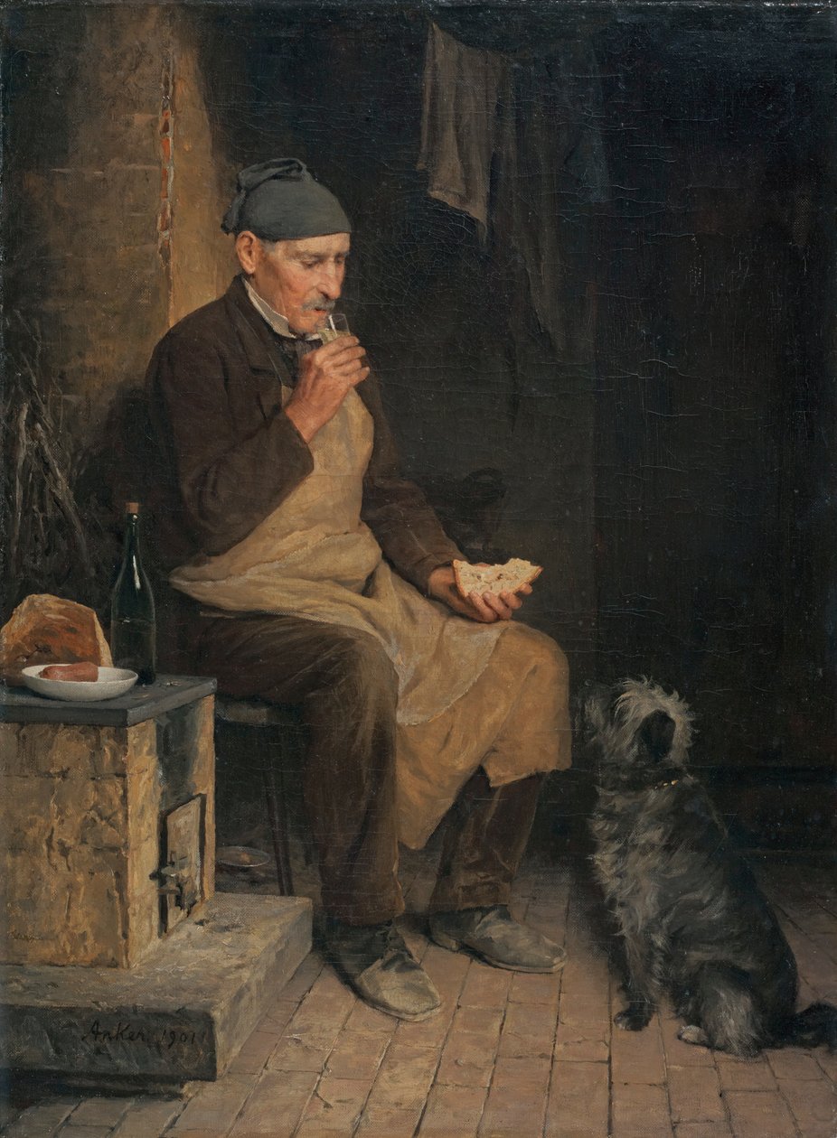 Homem velho, em, partir de Albert Anker
