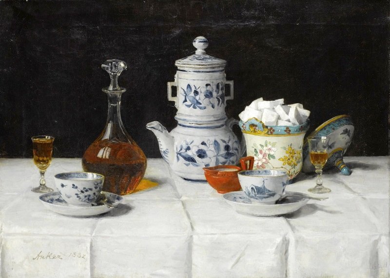 Ainda vida com café de Albert Anker