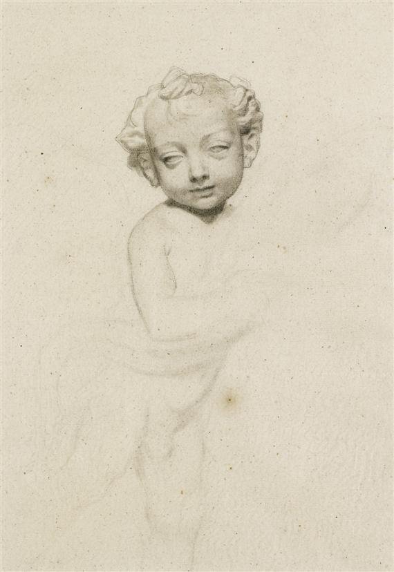 Desenho após o menino alado por Andrea del Verrocchio de Albert Anker