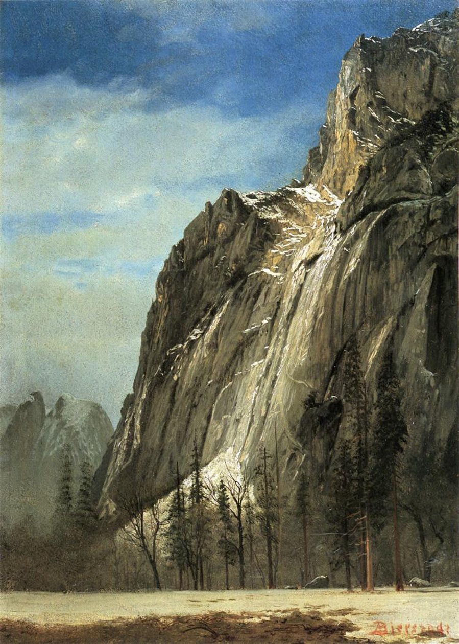Rochas da Catedral, Yosemite, c.1872 (óleo sobre papel sobre tela) de Albert Bierstadt