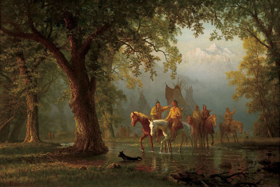 Partida de um partido de guerra indiano de Albert Bierstadt