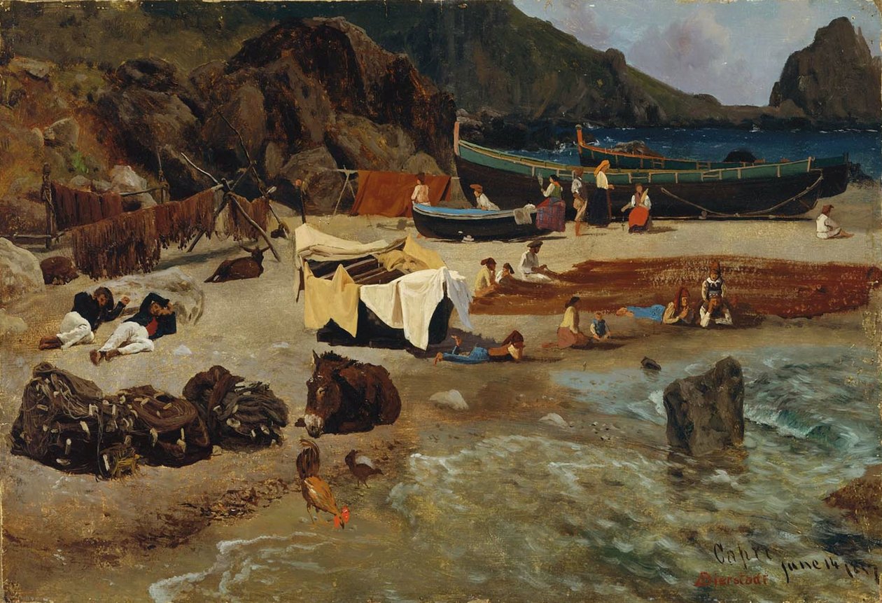 Barcos pesca, em, capri de Albert Bierstadt