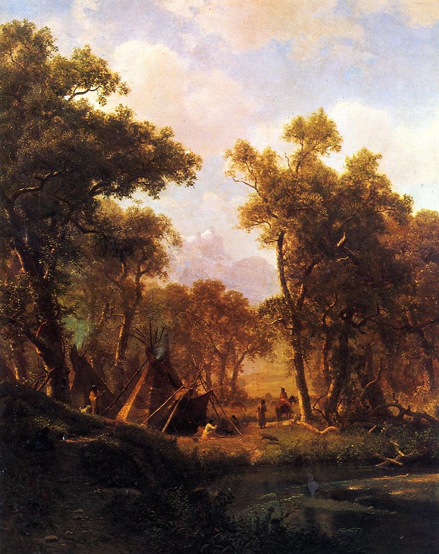 Aldeia de Shoshone acampamento indiano de Albert Bierstadt