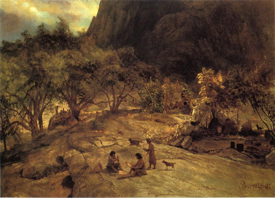 Vale de Yosemite Califórnia do acampamento indiano de Albert Bierstadt